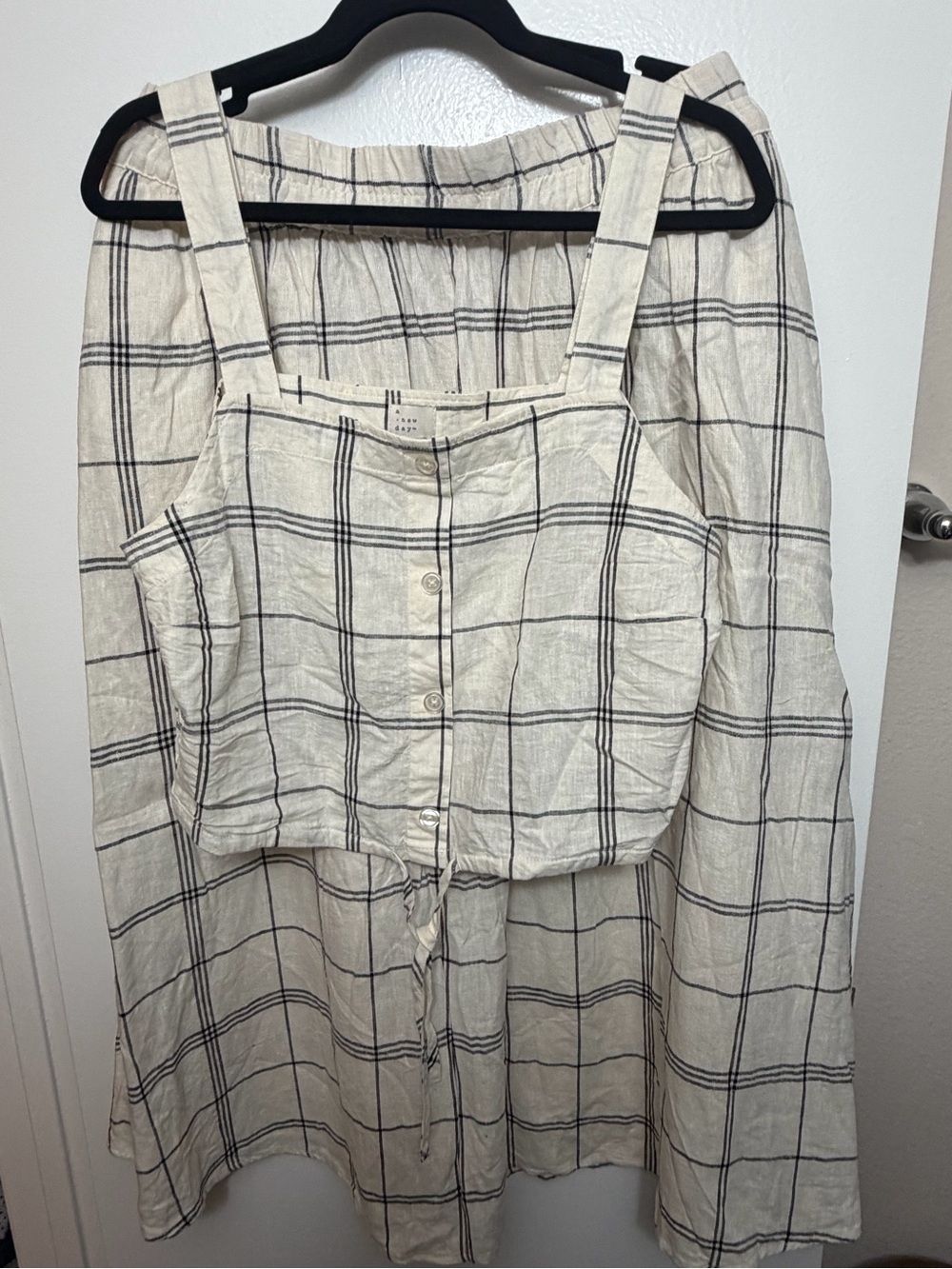 A New Day Plaid Linen-Blend Matching Set